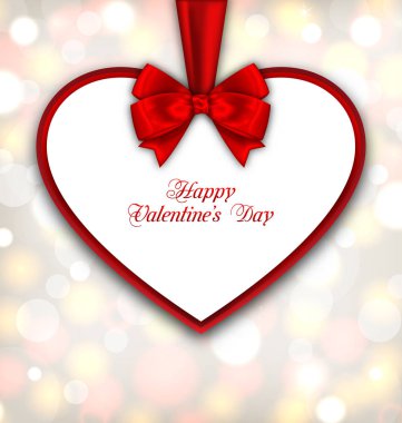 Formunda kalp ile şerit Sevgililer günü kutlama kartı