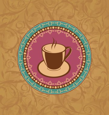kahve fincanı ile süslü şirin vintage