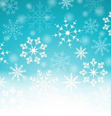Kar taneleri ve kopya alanı, tex için Xmas mavi arka plan