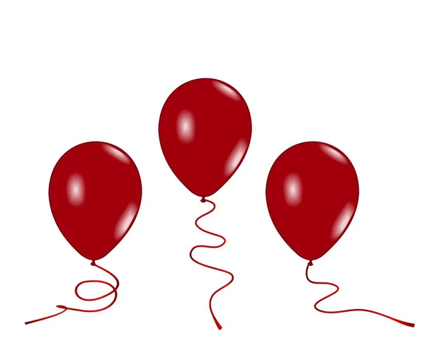 Ilustración realista de tres globos rojos —  Fotos de Stock