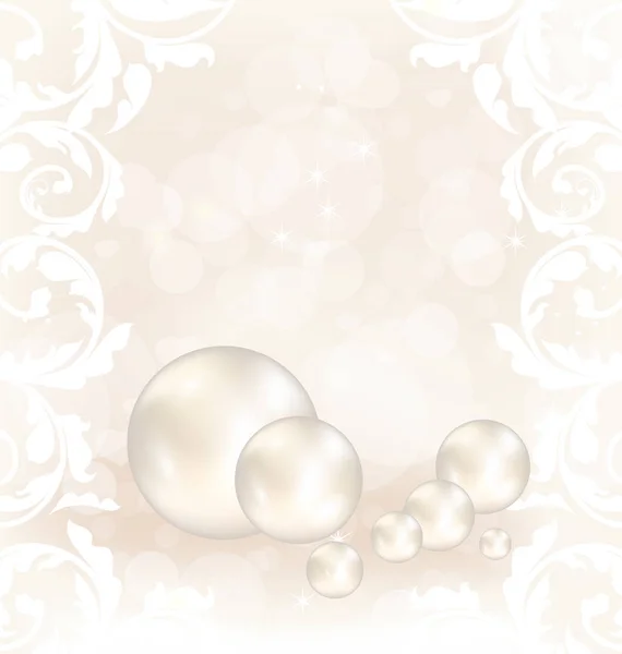 Tarjeta romántica con conjunto de perlas — Foto de Stock