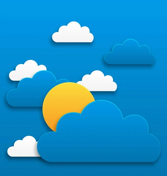 Papier Sonne mit Wolken, abstrakte Sommer Hintergrund — Stockfoto