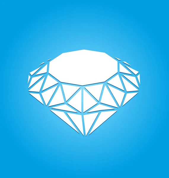 Επίπεδη εικόνα του διαμαντιού σε μπλε φόντο — Φωτογραφία Αρχείου