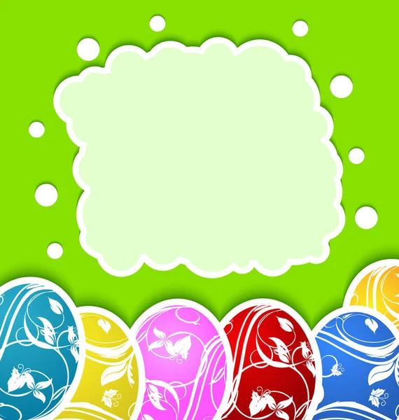 Пасхальна листівка з набором різнокольорових яєць — стокове фото