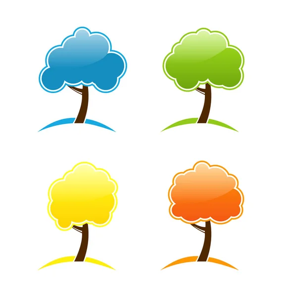 Cuatro iconos estacionales con árbol —  Fotos de Stock