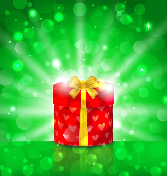 Різдвяна кругла подарункова коробка на світлому фоні зі світильником — стокове фото