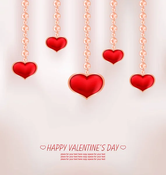 Linda tarjeta con arco rojo, rosa, corazón, para feliz día de San Valentín —  Fotos de Stock