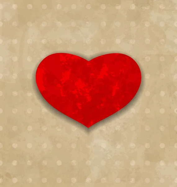 Rode grunge hart voor dag van de Valentijnskaart — Stockfoto