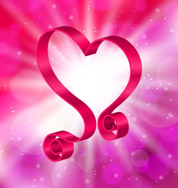 Looping Pink Ribbon in Form Heart for Happy Valentines Day — Stock Photo, Image