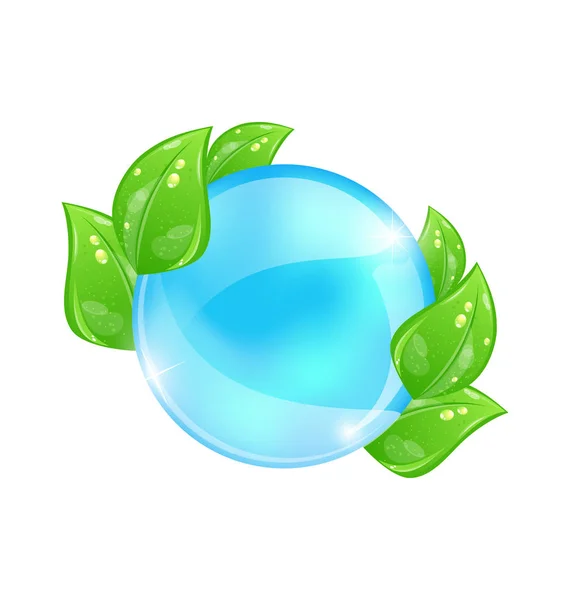 Wasserblase mit grünen Blättern — Stockfoto