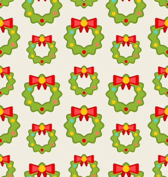 Nahtloses Muster mit Weihnachtskränzen — Stockfoto