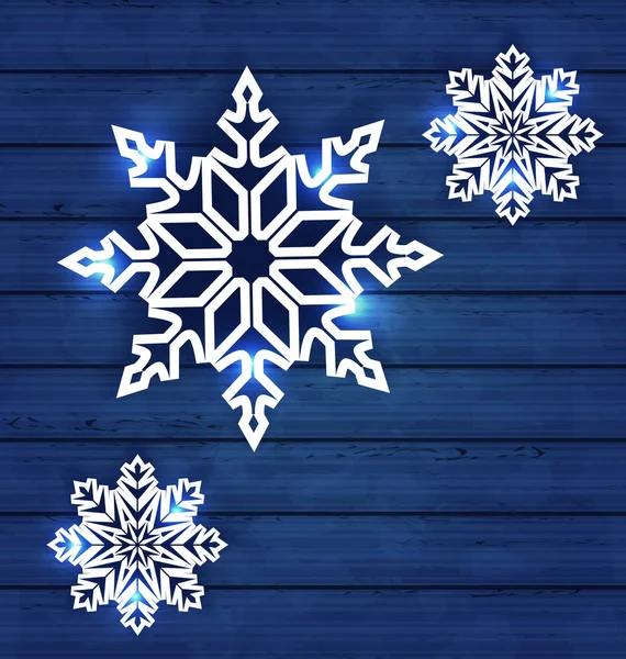 Set snowflakes on wooden background — Stock Photo, Image