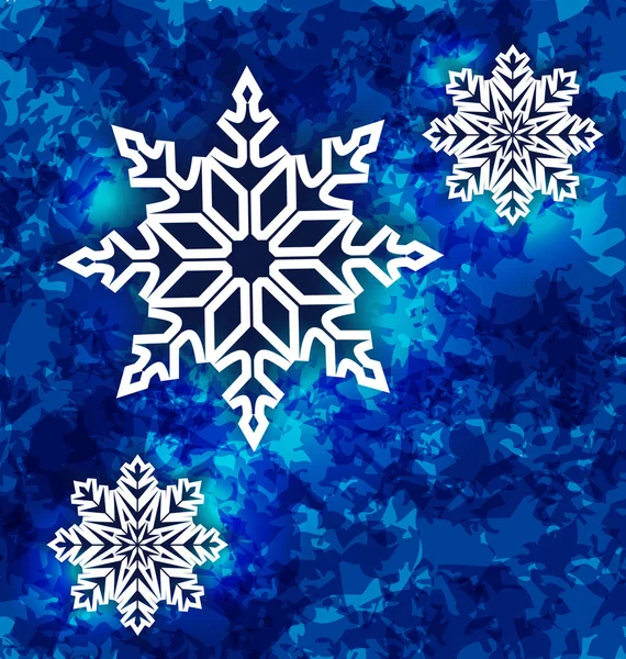 Set de Navidad copos de nieve sobre fondo grunge azul oscuro —  Fotos de Stock
