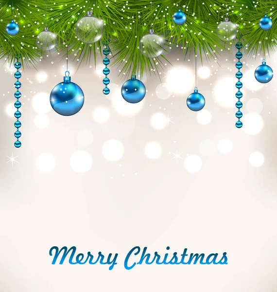 Christmas Shimmering Background with Fir Twigs and Glass Balls — Stock Photo, Image