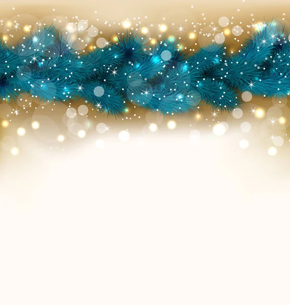 Christmas shimmering background with fir twigs, copy space for y — Stock Photo, Image