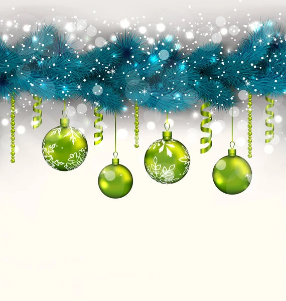 Mer 冷杉的枝条和玻璃球的传统饰 — 图库照片