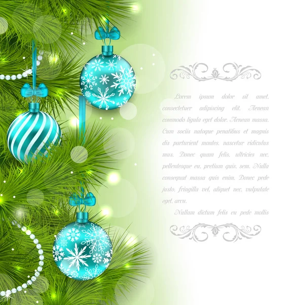 モミの小枝クリスマス光るカード — ストック写真
