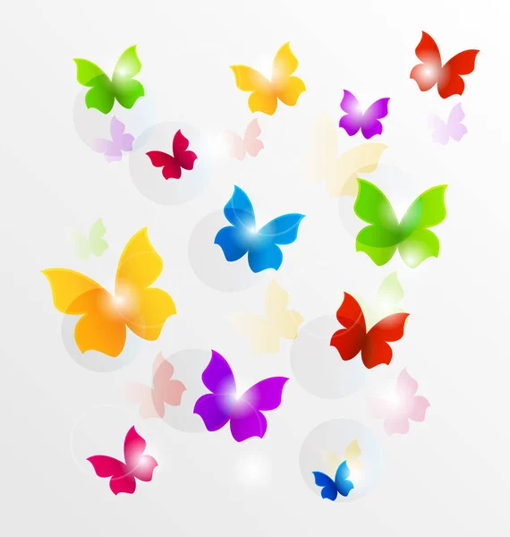 Spring wallpaper with painted butterflies — Stock Photo, Image