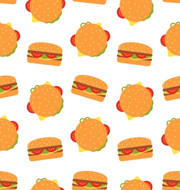 Hamburger ile Seamless modeli. Fast Food duvar kağıdı