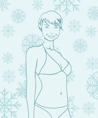 soyut kış kız portre