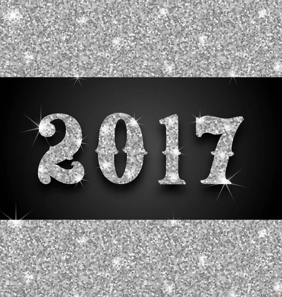 Schimmernder Hintergrund mit Silberstaub für ein frohes neues Jahr 2017 — Stockfoto