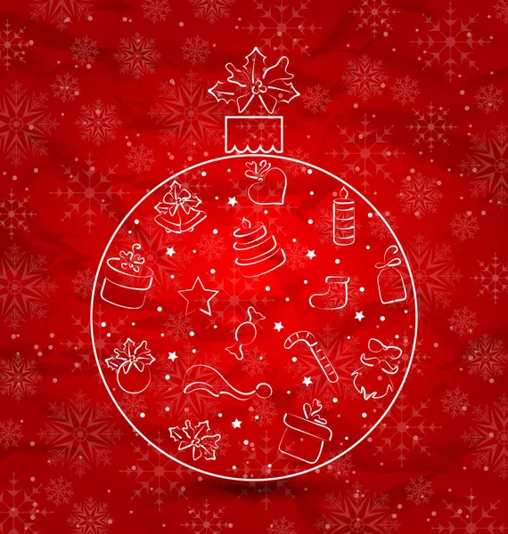 Noel elle çizilmiş öğeleri, kar taneleri yapılan top — Stok fotoğraf