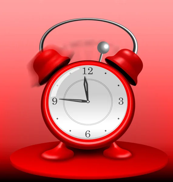 Relógio de alarme vermelho tocando descontroladamente — Fotografia de Stock