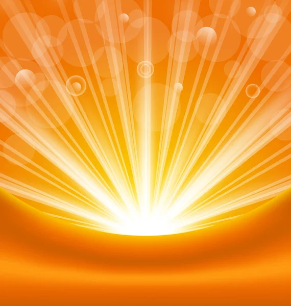 Abstrakt orange bakgrund med ljusa solstrålarna — Stockfoto