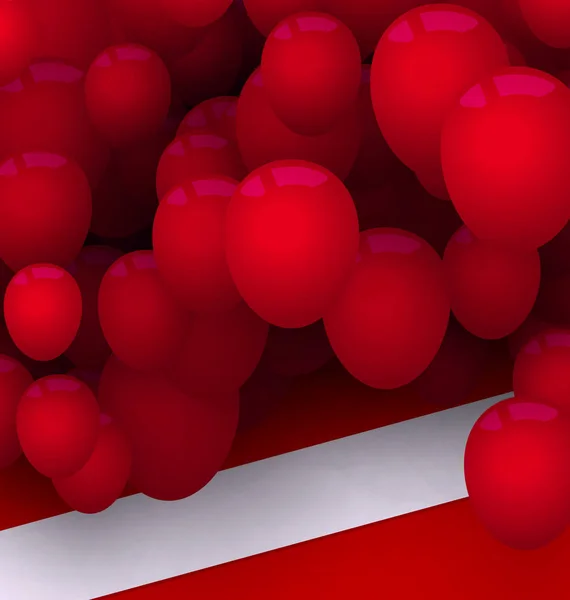 Ljus kort med röda ballonger för din semester — Stockfoto