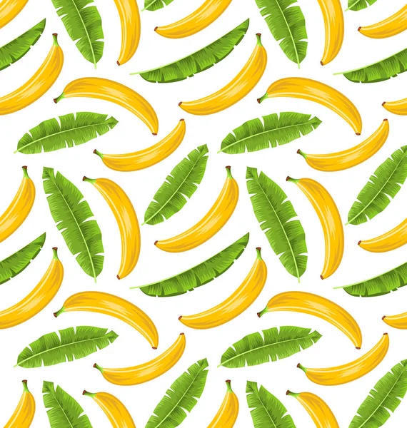 바나나 잎 및 과일 완벽 한 패턴입니다. 음식 배경 — 스톡 사진
