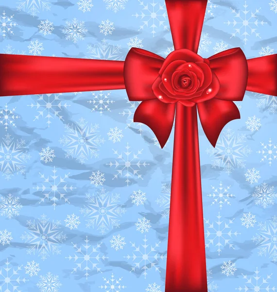 Святкова упаковка з подарунковим бантом, текстурою сніжинок — стокове фото