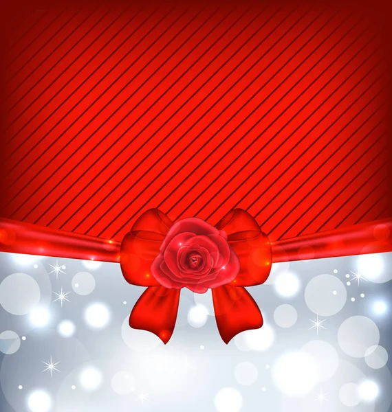 Festive background with gift bow and rose — Stock Photo, Image