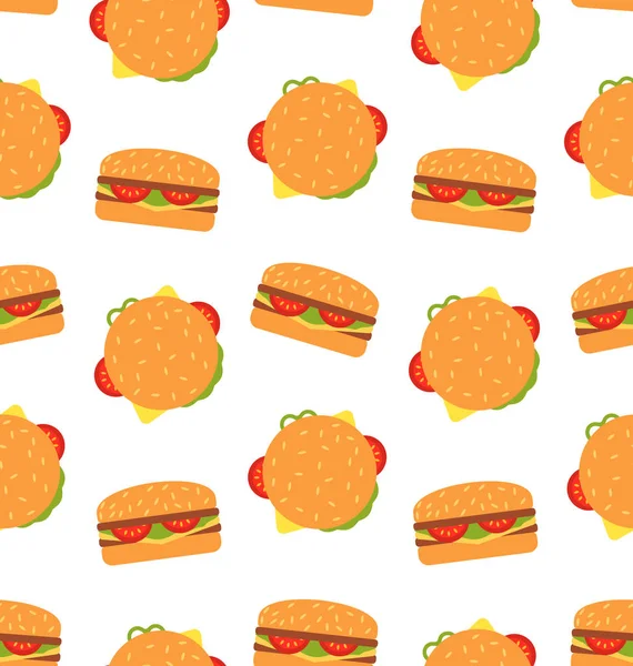 Patrón sin costura con hamburguesas. Fondo de pantalla de comida rápida —  Fotos de Stock