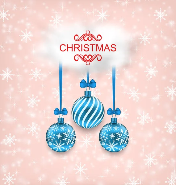 Cartão de elegância de Natal com Bolas e Nuvem — Fotografia de Stock