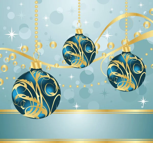 Modré pozadí abstraktní s vánoční koule — Stock fotografie
