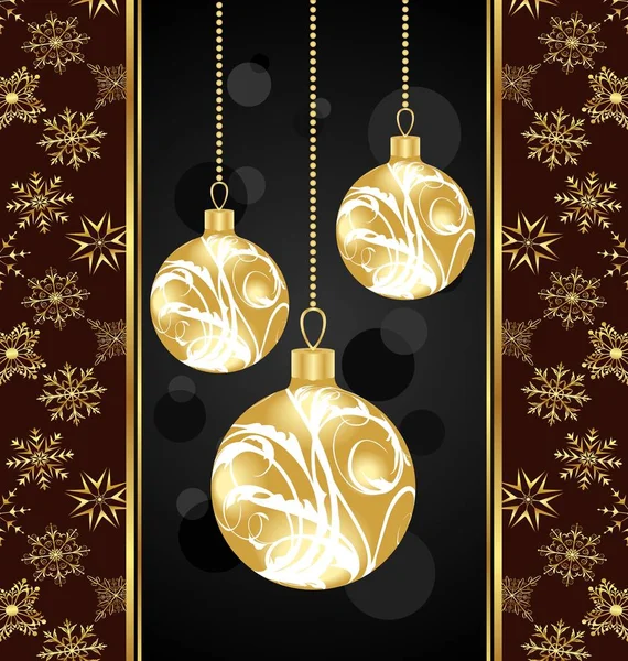 Рождественская открытка с золотыми шариками — стоковое фото