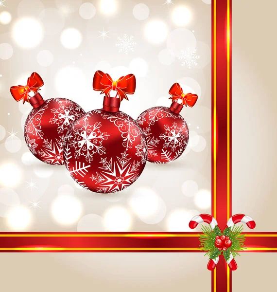Fundo de celebração com bolas de Natal e decoração de férias — Fotografia de Stock