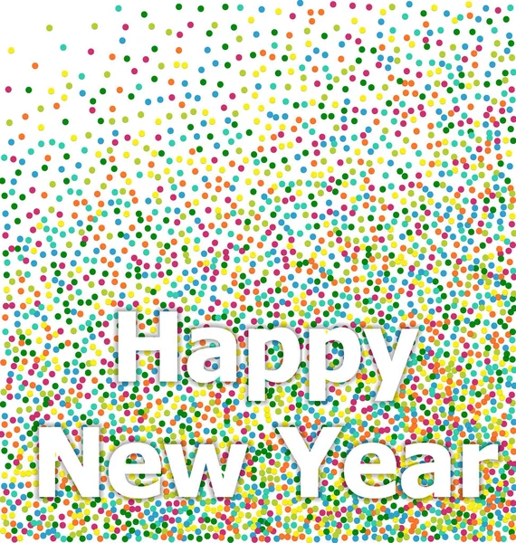 Šťastný nový rok, písma, barevné konfety pozadí — Stock fotografie