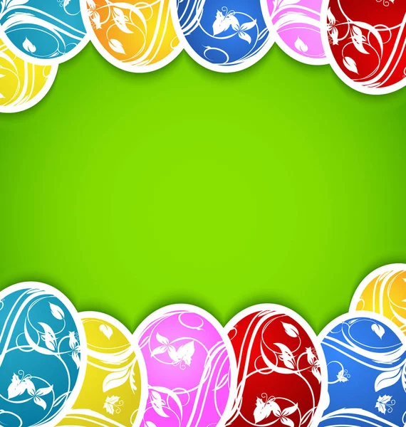 Easter background with set colorful ornate eggs — Stock Photo, Image