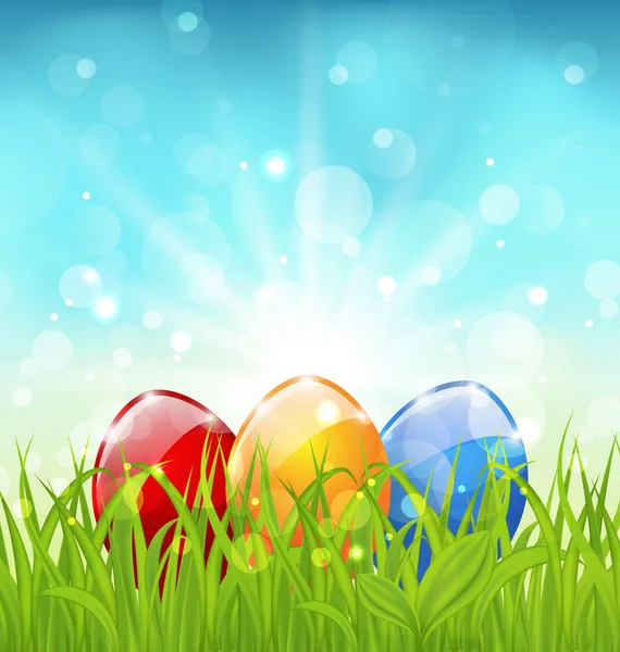 April background with Easter colorful eggs — Stock Photo, Image