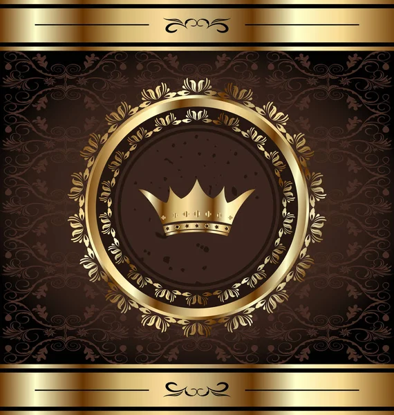 Королевский фон с золотистым орнаментом и геральдической короной — стоковое фото