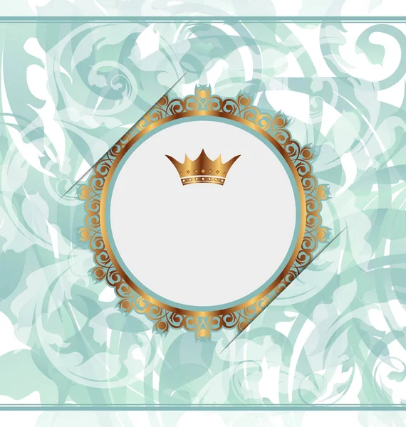 Royal tło złoty ozdobny rama i Korona heraldyczna — Zdjęcie stockowe