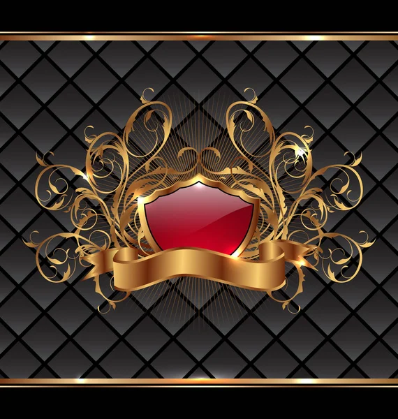 Gold elegance frame with heraldic shield — Stock Photo, Image