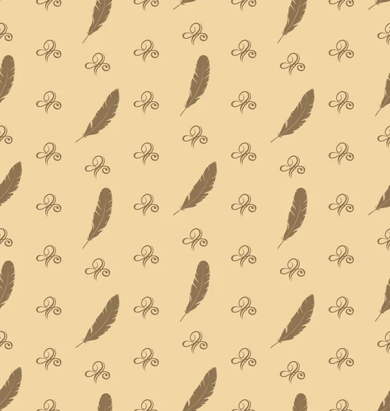 Illustration Seamless Pattern of Feathers with Ornament Elements — Stock Photo, Image