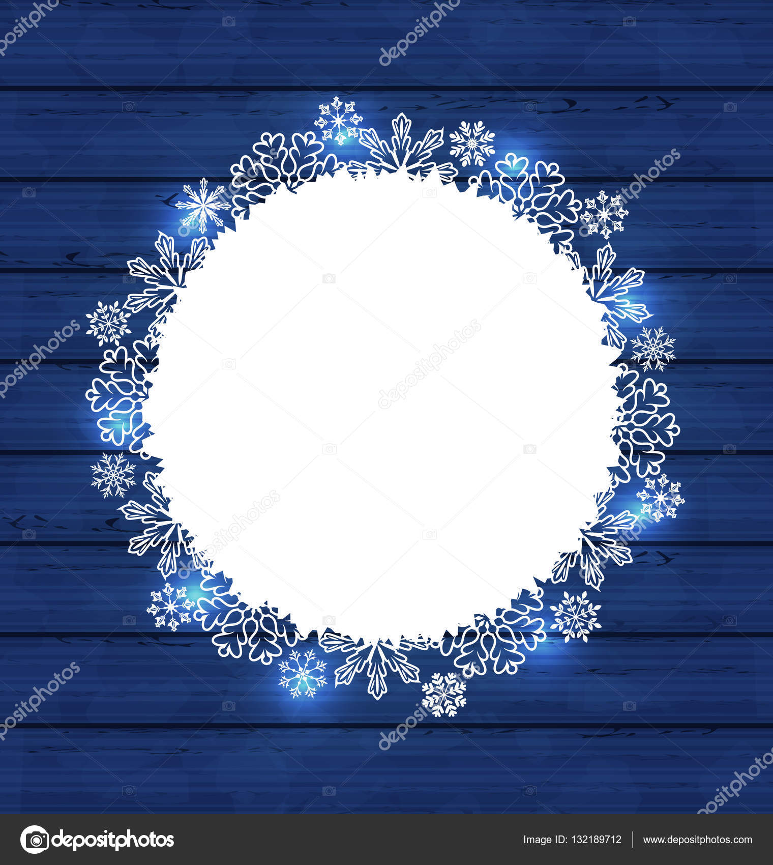 Moldura redonda de Natal feita em flocos de neve em backgrou de madeira azul fotos, imagens de © smeagorl #132189712 Moldura redonda de Natal feita em flocos de neve em backgrou de madeira azul fotos, imagens de © smeagorl #132189712