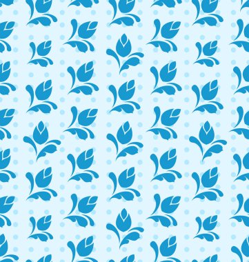 Çiçek öğeleri, mavi arka plan ile Seamless Modeli