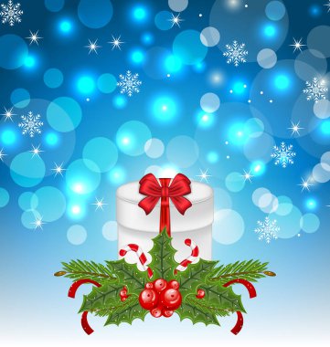 Noel hediye kutusu ile tatil dekorasyon