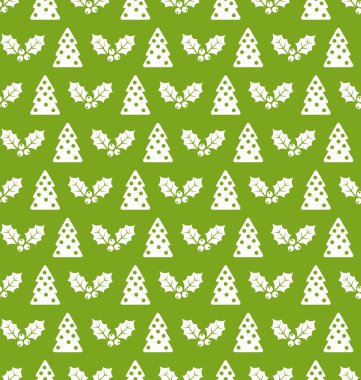 Holly ve sorunsuz Noel desen köknar ağacı dut