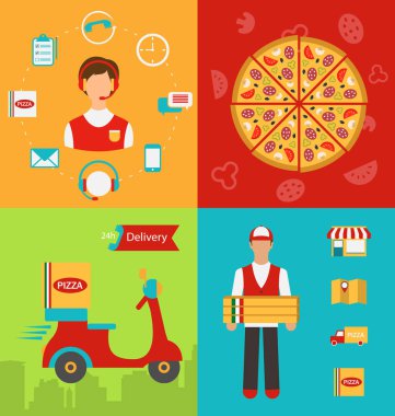 Pizza teslimatı ile set afiş