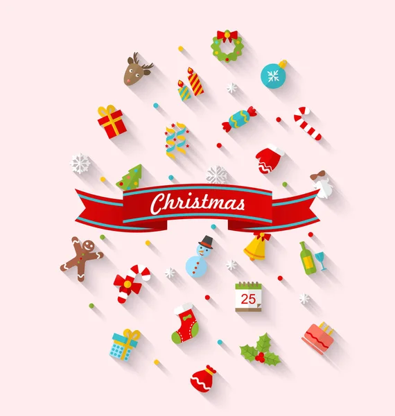 Set icono de Navidad estilo plano — Foto de Stock